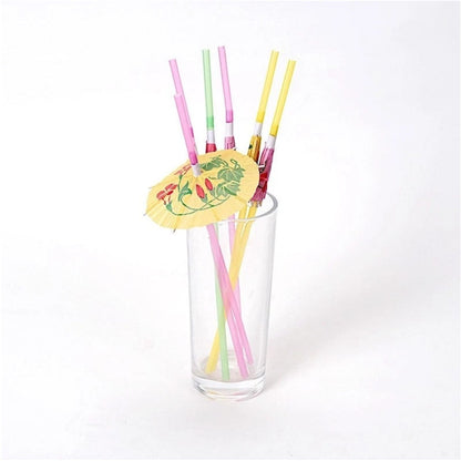 Home Collection Pack of 50 Assorted Mini Umbrella Drinking Straws