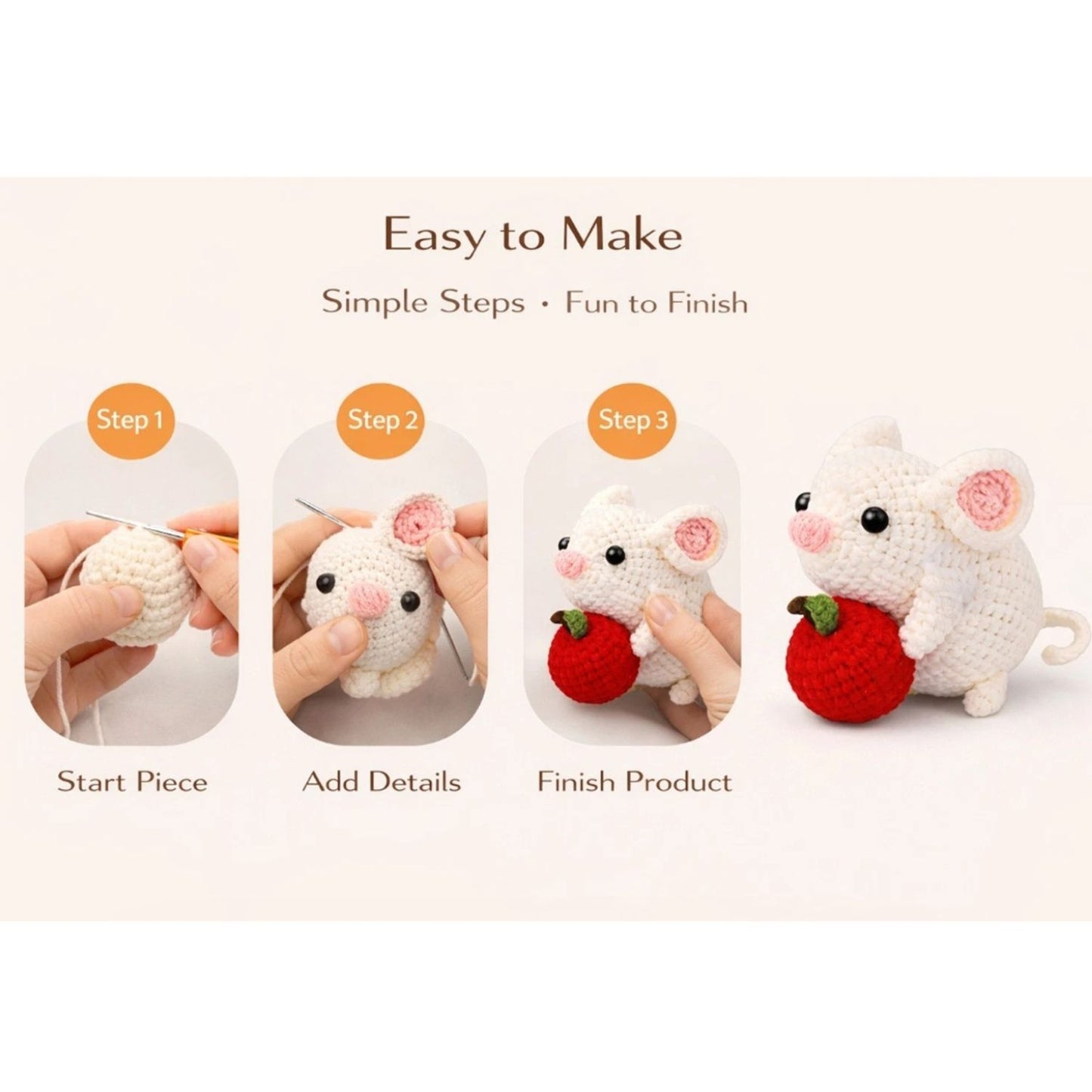 Home Collection Pack of 2 Hamster Crochet Kit for Beginners