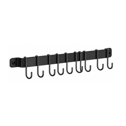 Home Collection Wall Mount Kitchen Pot and Pan Hanging Rail Rack with 10 S-Hooks
