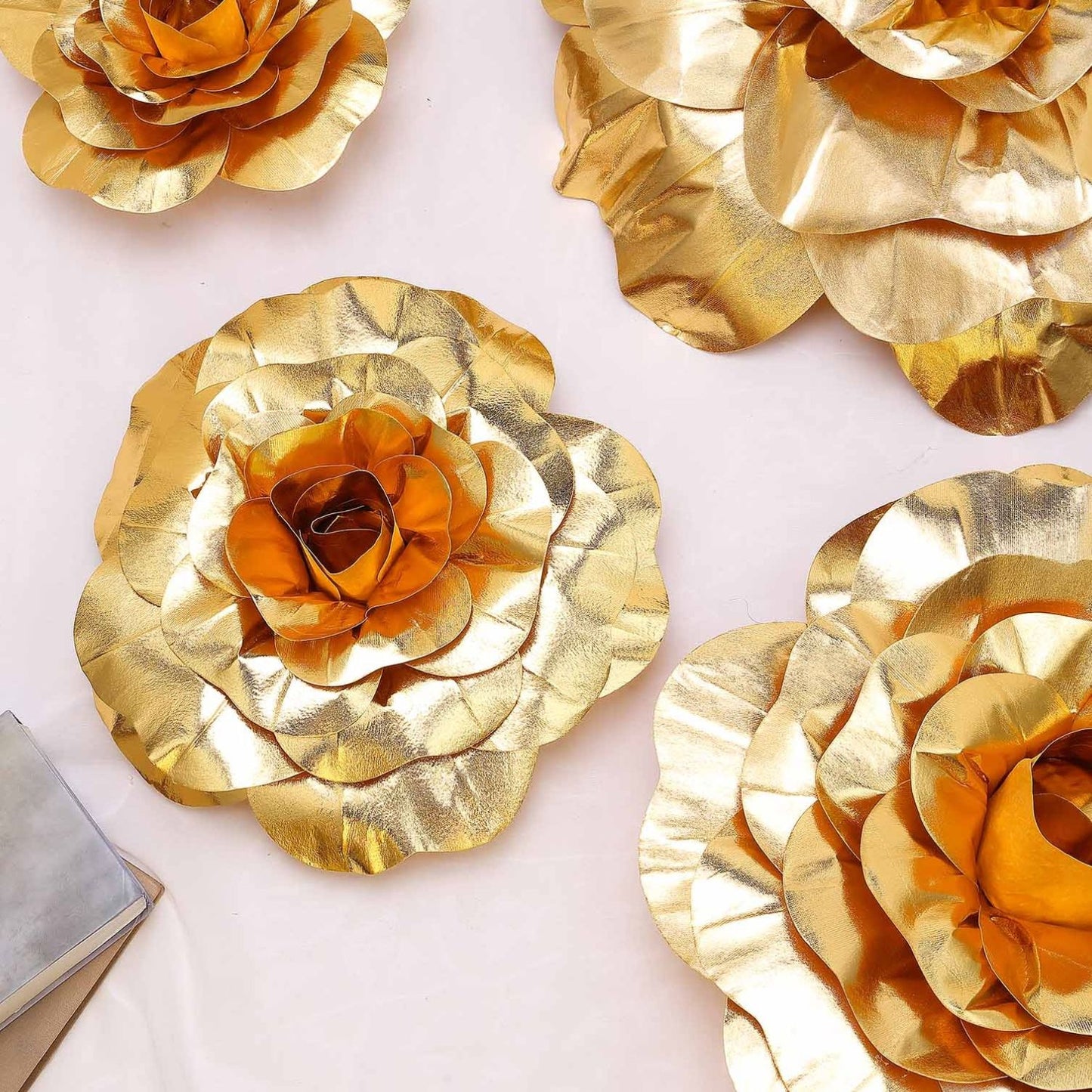 Home Collection Pack of 2 Artificial Large Rose Flower Wall Backdrop 20 Inch