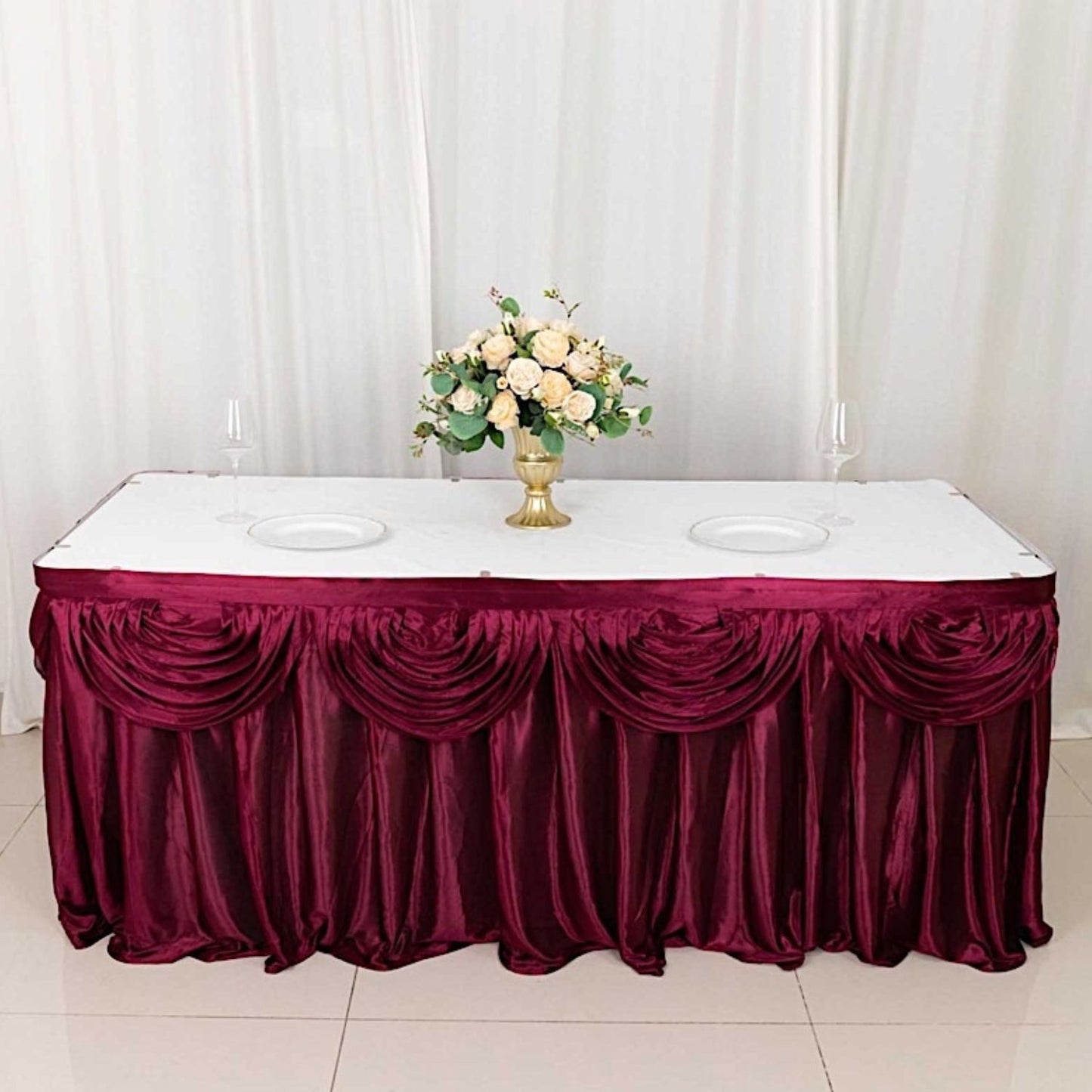 Home Collection Satin Classic Drape Table Skirt 29 Inch