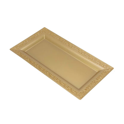 Home Collection Pack of 4 Gold Plastic Rectangle Serving Trays 14"