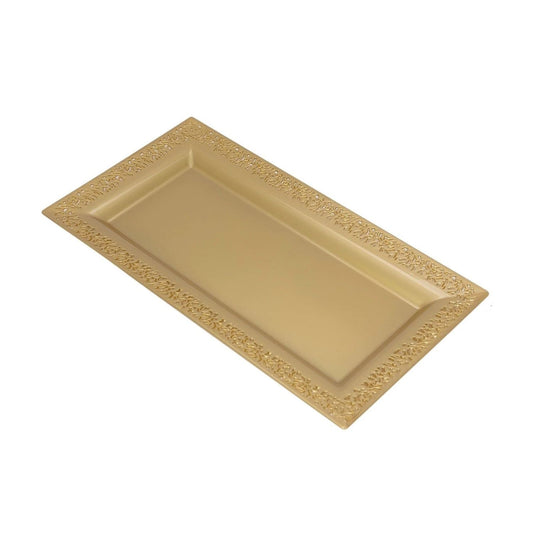 Home Collection Pack of 4 Gold Plastic Rectangle Serving Trays 14"
