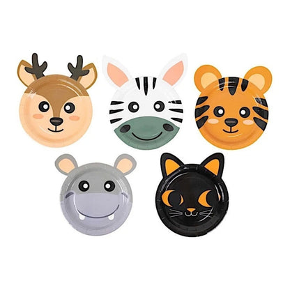 Home Collection Pack of 25 Assorted Round Animal Print Paper Plates 7 Inch