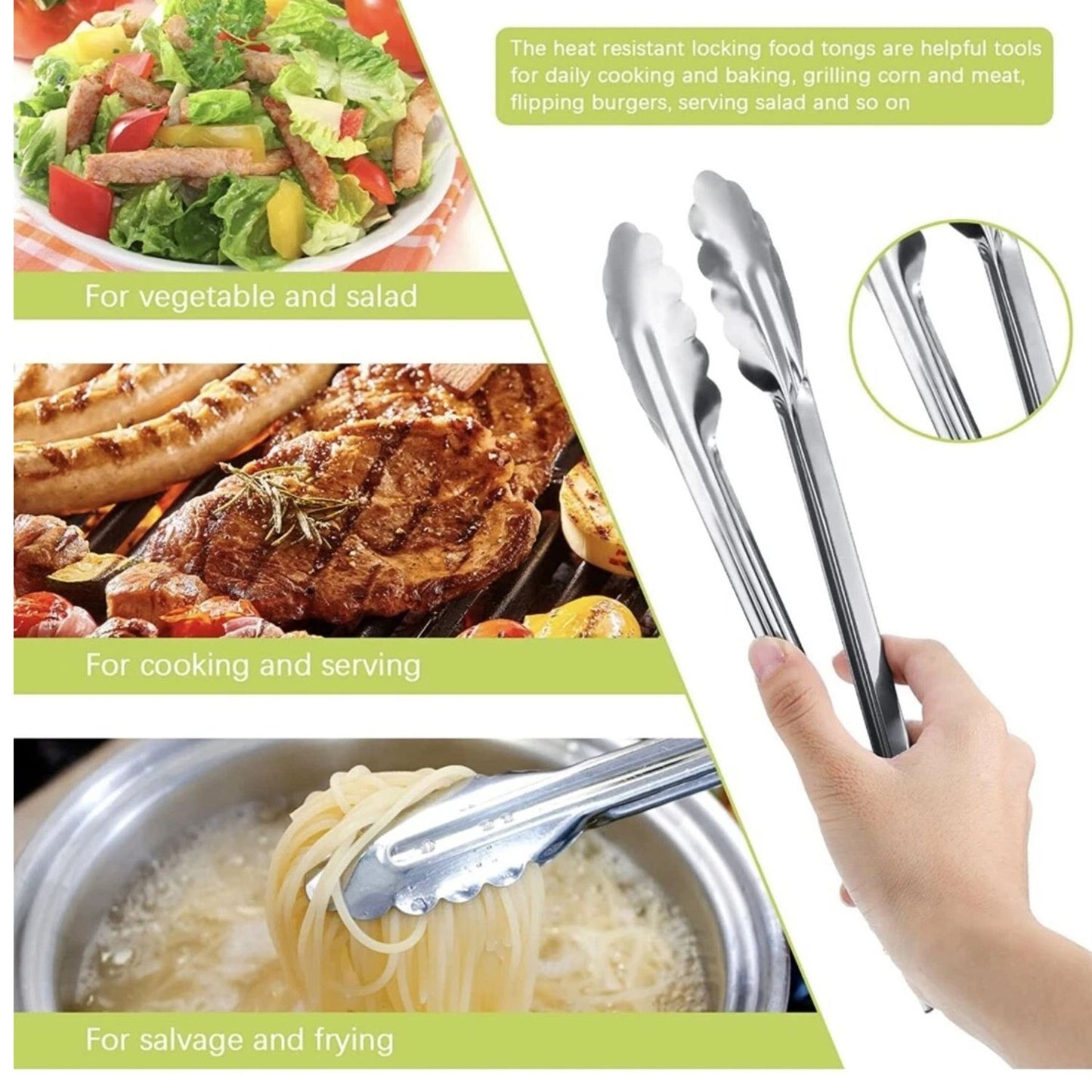 Home Collection Multi-Purpose Stainless Steel Kitchen Tongs