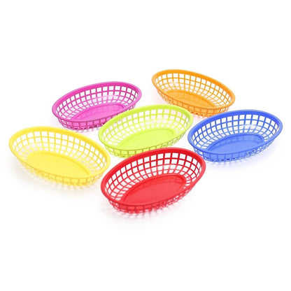 Home Collection Pack of 6 Assorted Oval Plastic Food Baskets with 50 Wax Paper Liners