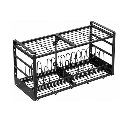 Home Collection 2Tier Wall Mounted Pot Rack with 20 Hooks and Lid Holder 31 Inch