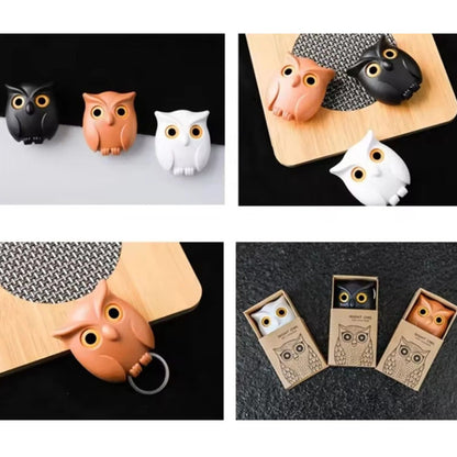 Home Collection Pack of 3 Owl Key Hanger Hooks Wall Mounted Key Holder Rack