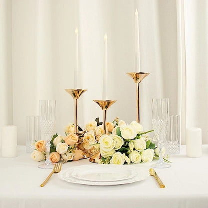 Home Collection Pack of 3 Gold Taper Candle Holders