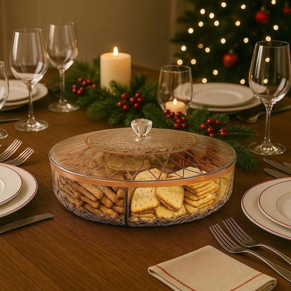Home Collection Clear Divided Snack Serving Tray with Lid