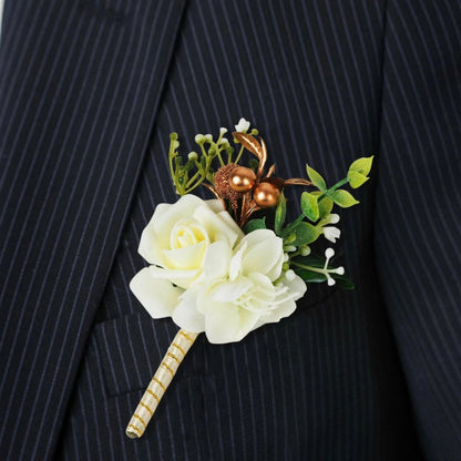 Home Collection Pack of 2 White Silk Rose Boutonniere