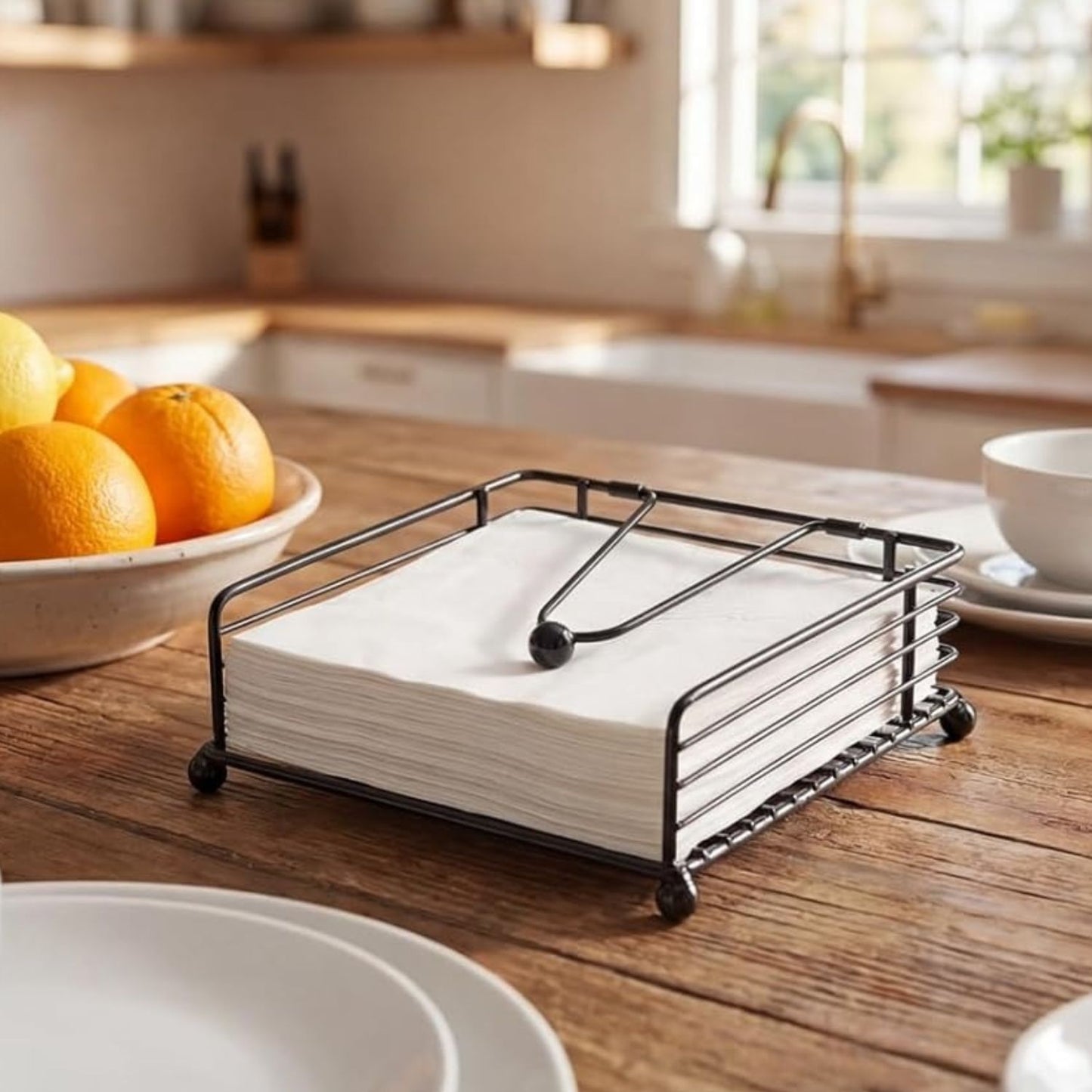 Home Collection Rustic Iron Napkin Holder for Table with Weighted Arm