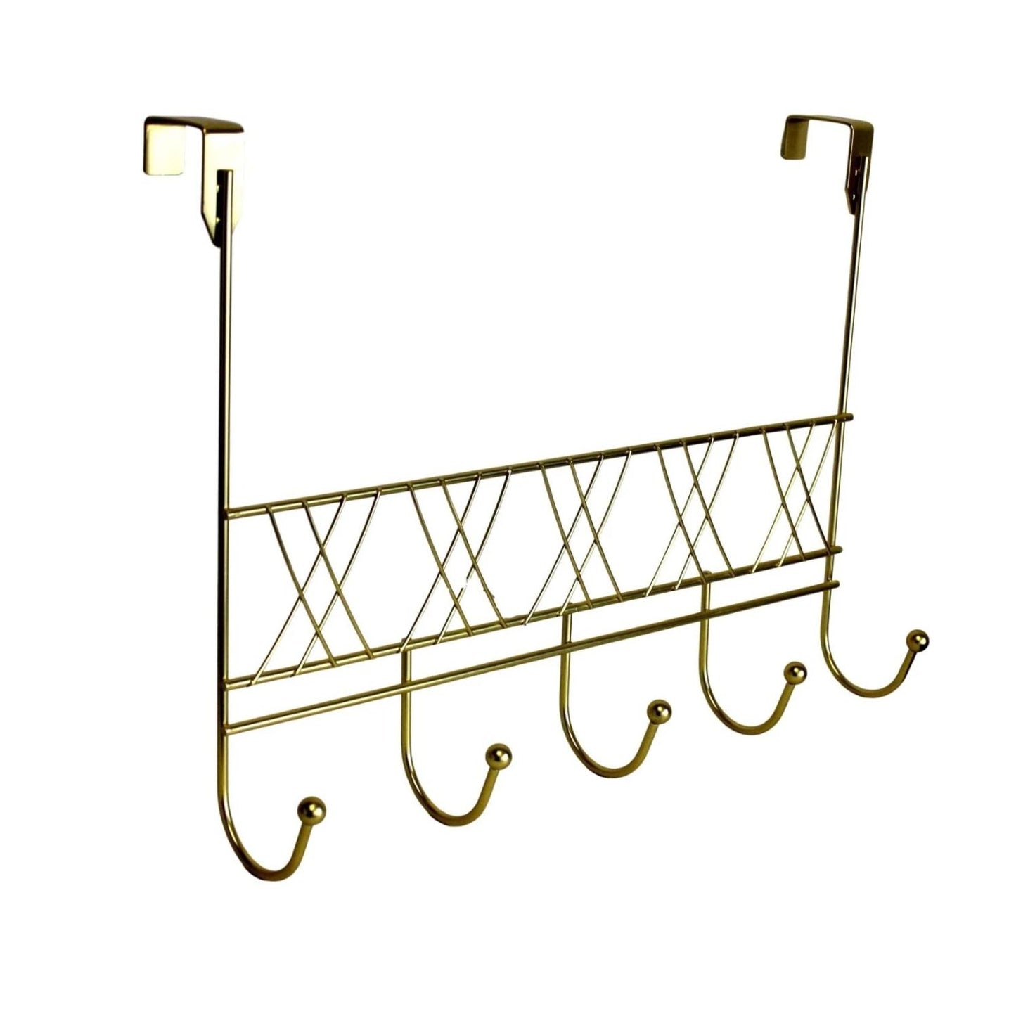 Home Collection Over The Door 5 Hook Rack Closet Storage Organizer Gold