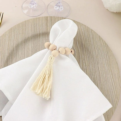 Home Collection 4-Pack Cream Round Wood Bead Napkin Rings