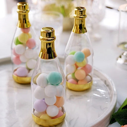 Home Collection Pack of 12 Mini Champagne Bottle Favor Clear and Gold 6"