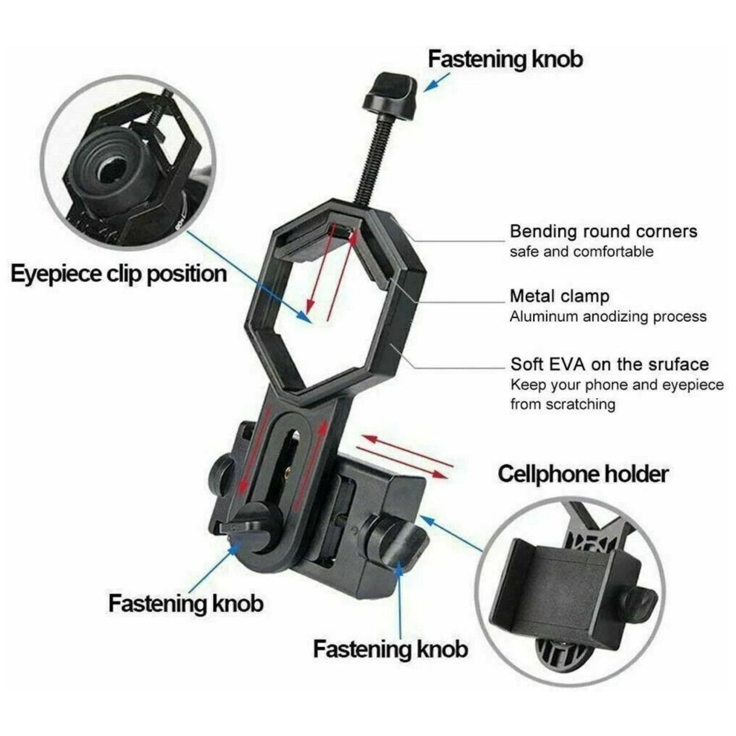 Home Collection Universal Telescope Cell Phone Mount Adapter