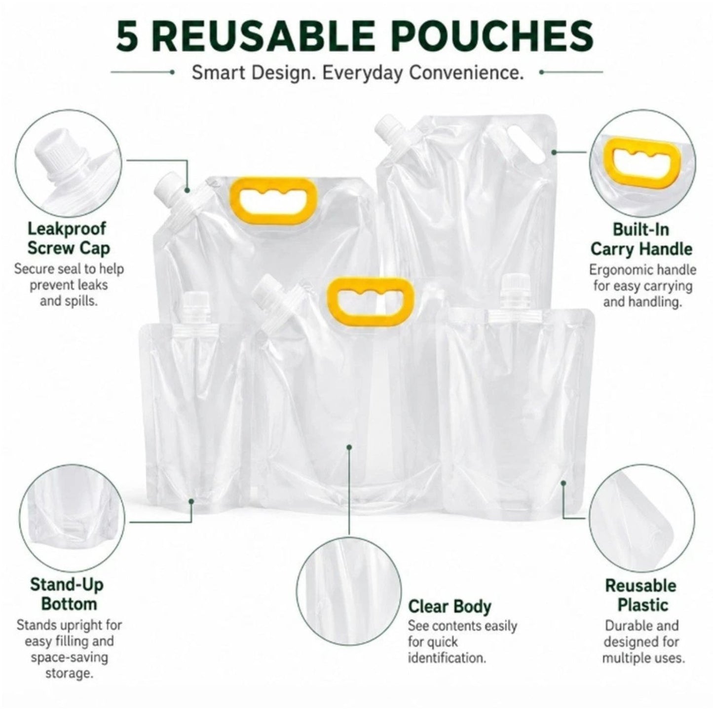 Home Collection Pack of 5 Grain Storage Bags