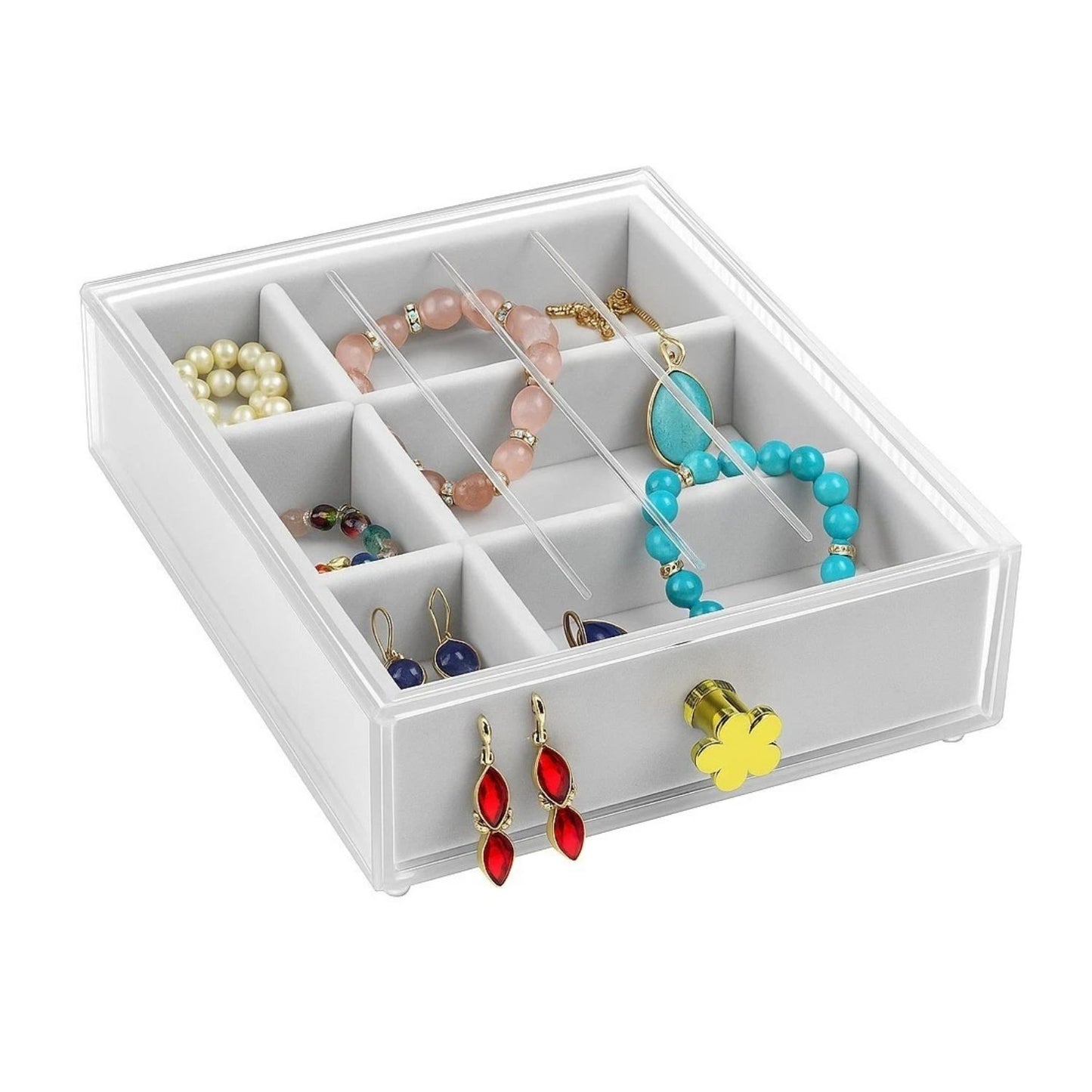 Home Collection Clear Acrylic Jewelry Drawer Organizer Box