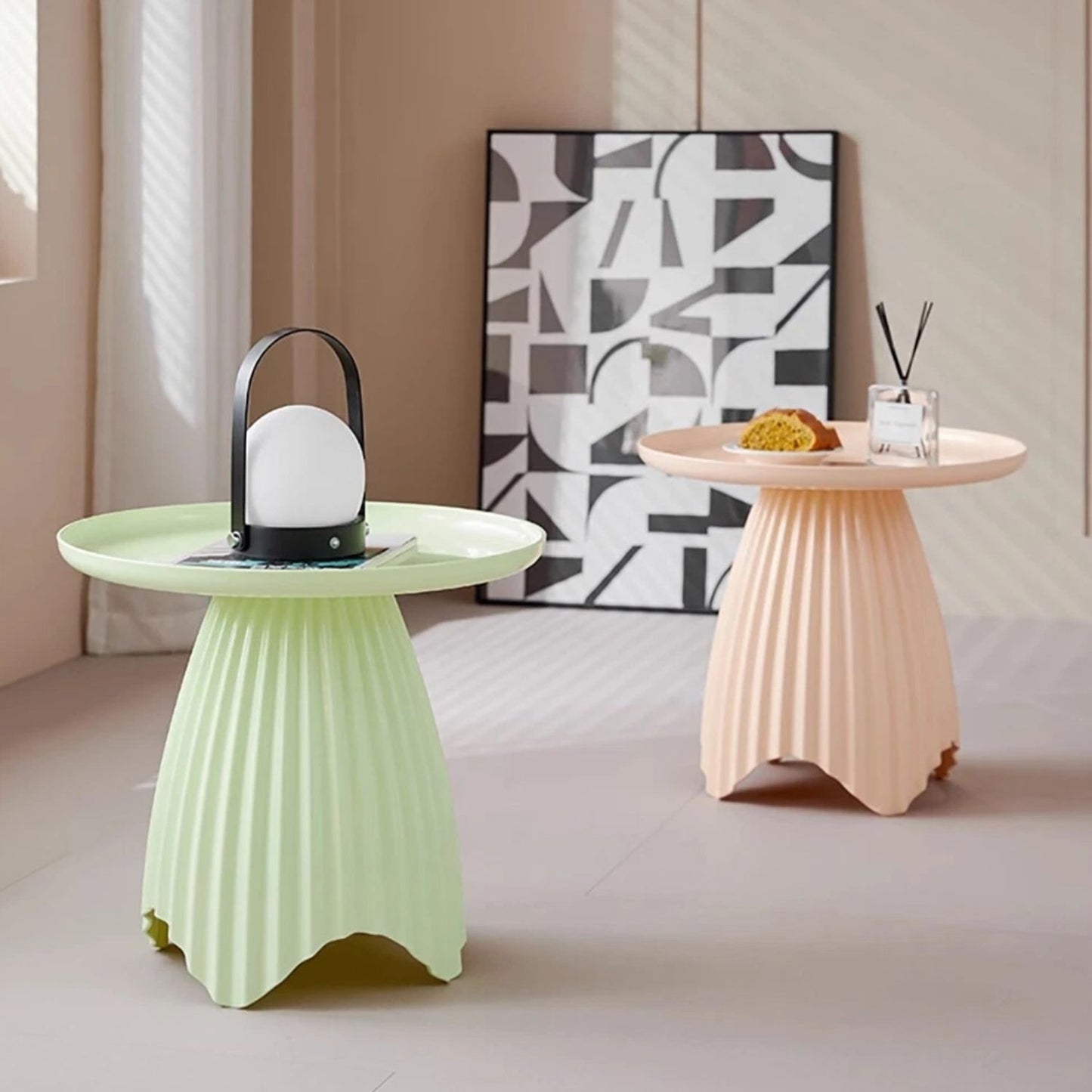 Home Collection Round Coffee Table Side Table Lightweight Bedside End Table