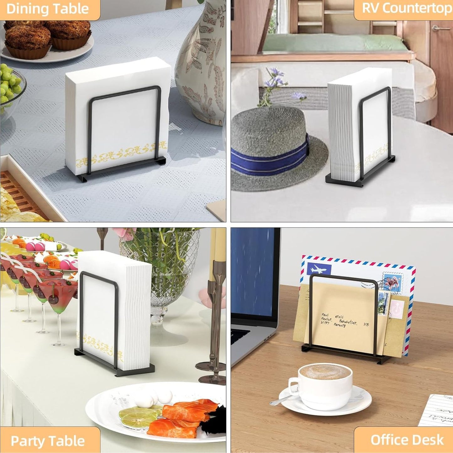 Home Collection Metal Standing Napkin Holder for Table and Kitchen Countertop