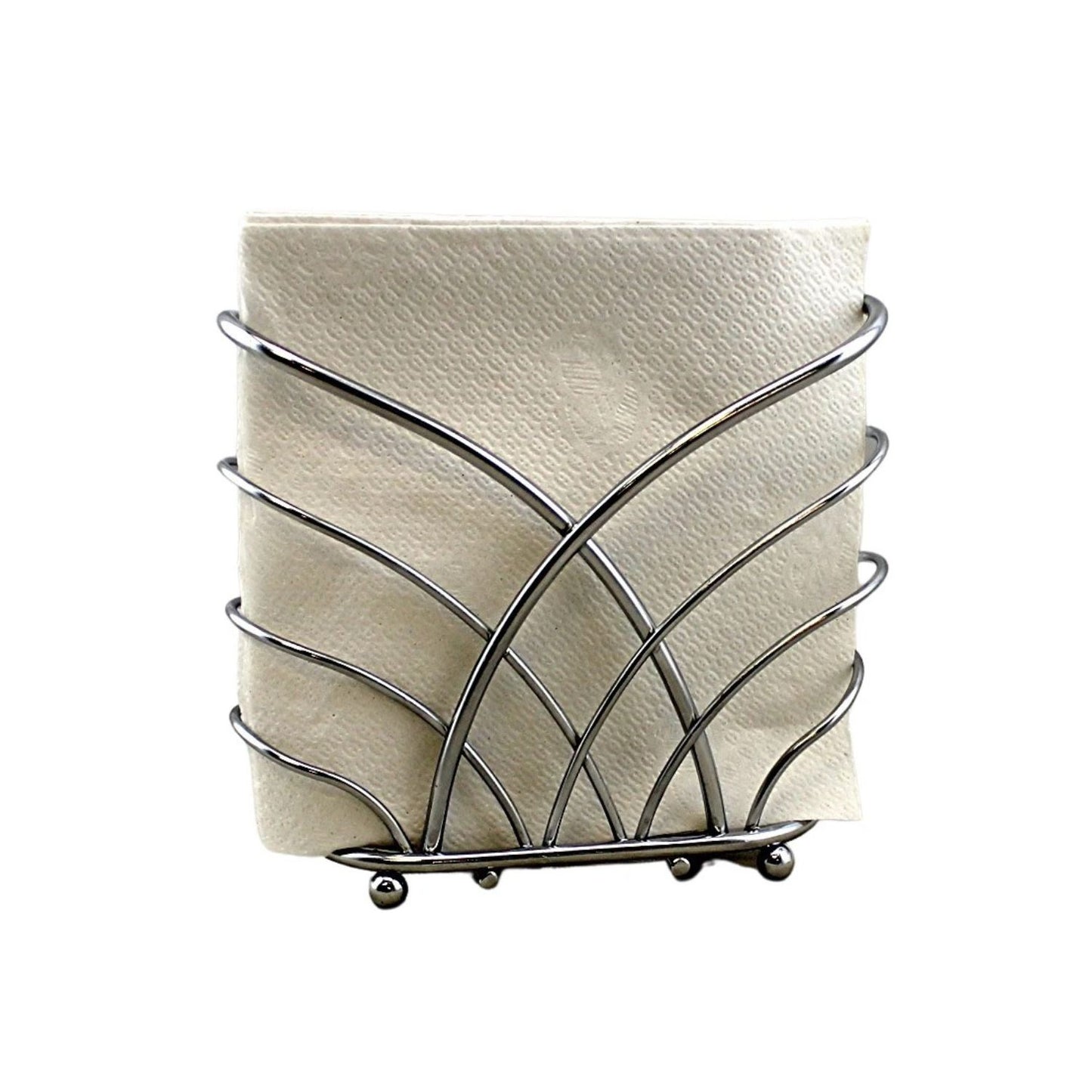 Home Collection Silver Chrome Metal Napkin Holder Crisscross Cocktail Table Stand