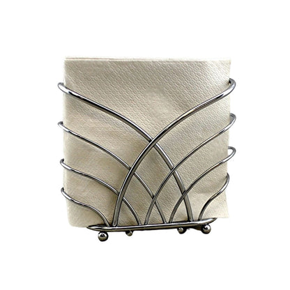 Home Collection Silver Chrome Metal Napkin Holder Crisscross Cocktail Table Stand