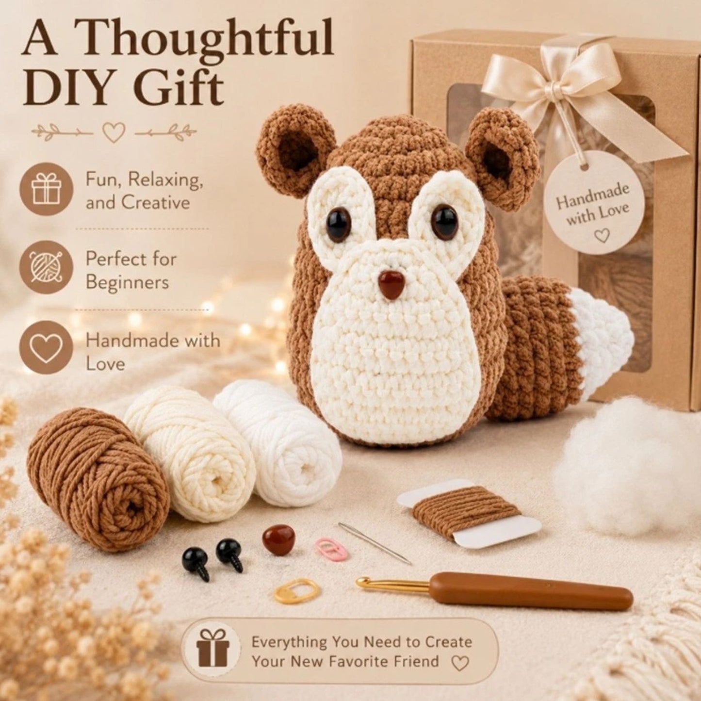 Home Collection Squirrel Crochet Kit for Beginners