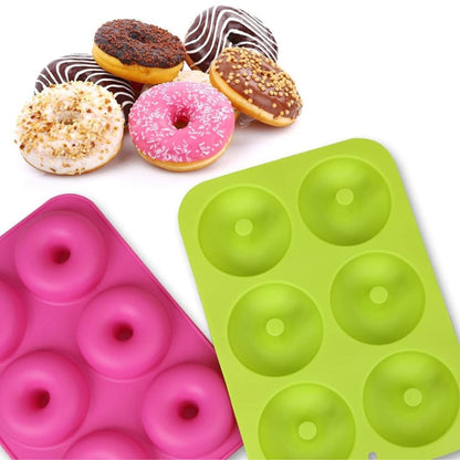 Home Collection 2-Pack Silicone Donut Molds (Green & Pink)