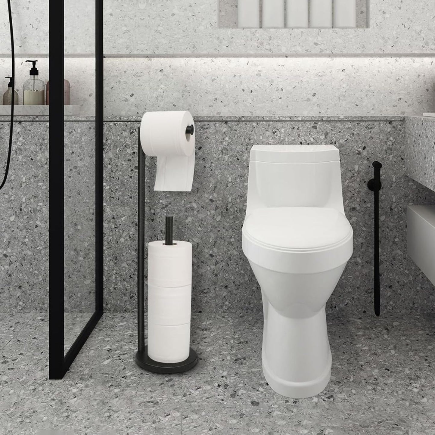 Home Collection Free Standing Toilet Paper Holder Stand with Storage