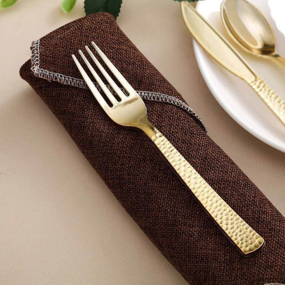 Home Collection Disposable Gold Hammered Design Plastic Forks