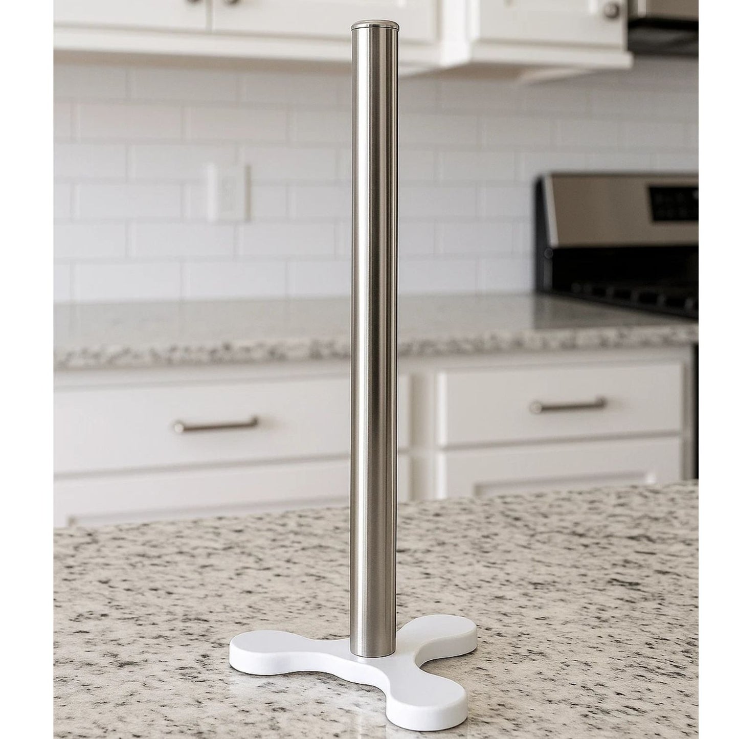 Home Collection Stainless Steel Paper Towel Holder Countertop Suction Base White