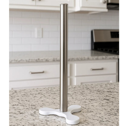 Home Collection Stainless Steel Paper Towel Holder Countertop Suction Base White