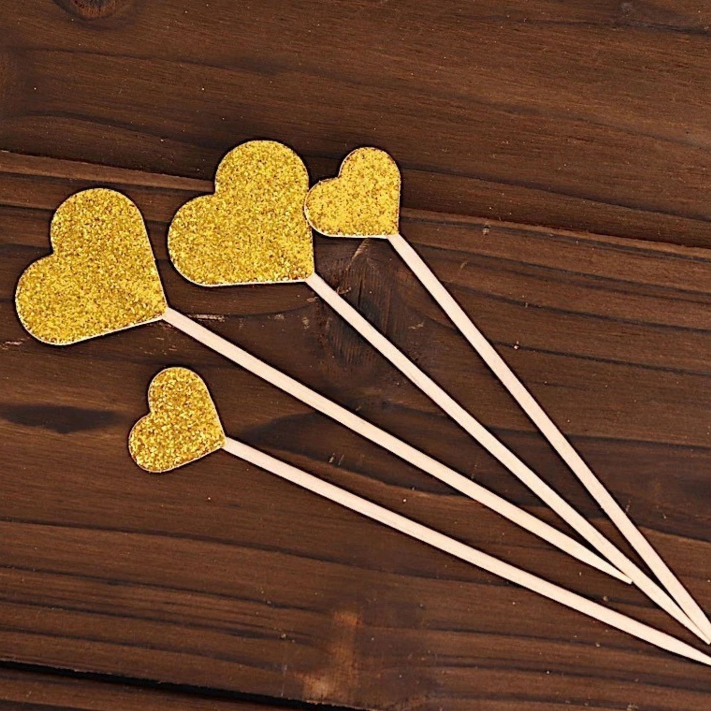 Home Collection 24Pack Gold Glitter Heart Cupcake Toppers