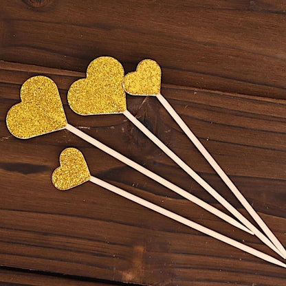 Home Collection 24Pack Gold Glitter Heart Cupcake Toppers