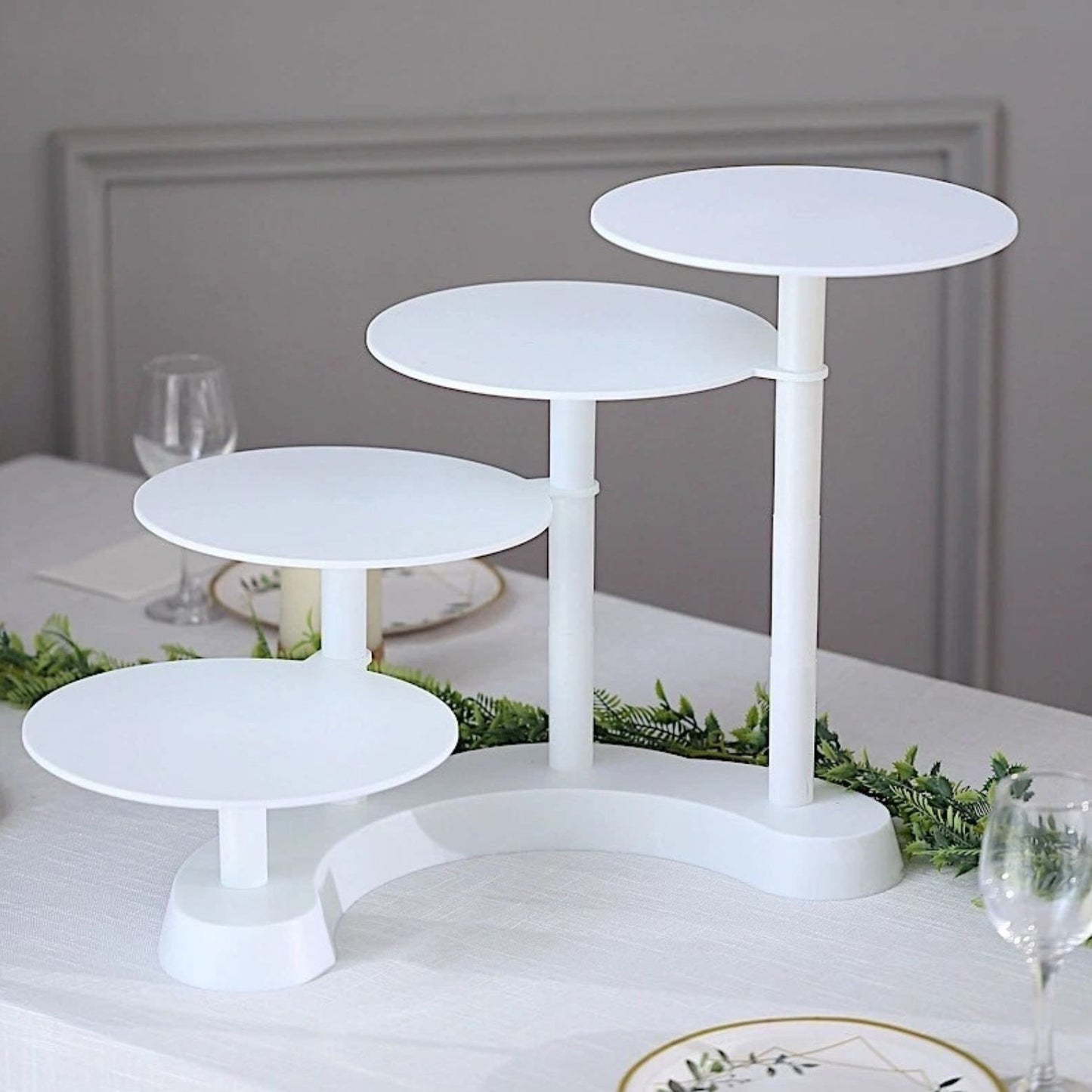 Home Collection 4 Tier White Plastic Cake Stand Cupcake Holder 17 Inch
