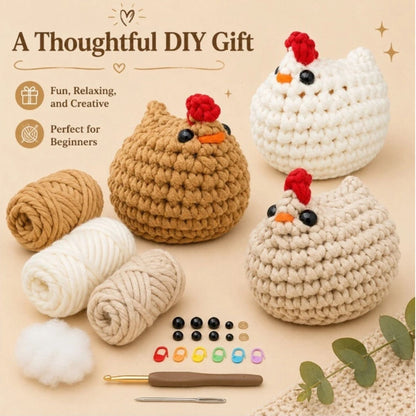 Home Collection Pack of 3 Chicken Crochet Kit for Beginners