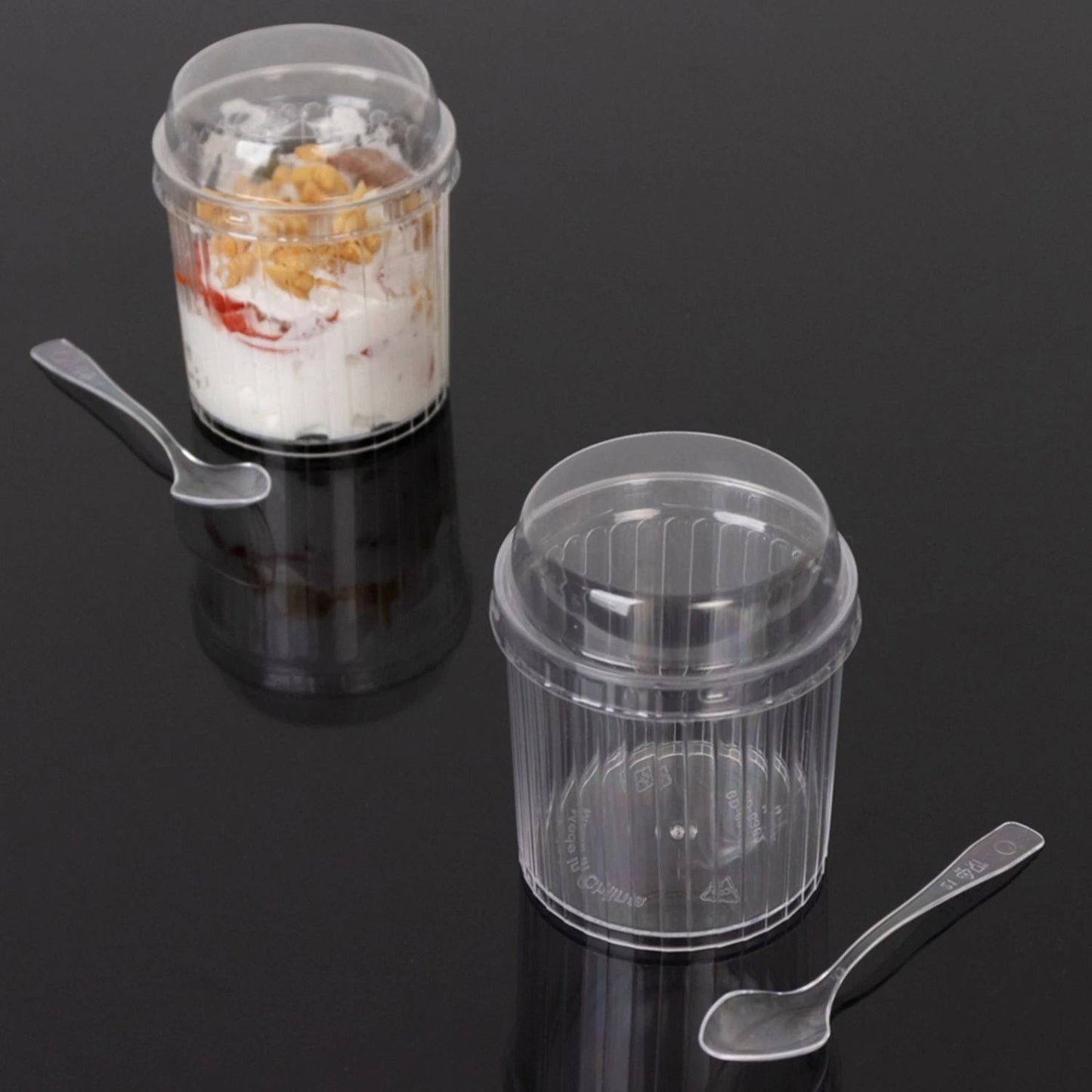 Home Collection Pack of 24 Clear Ribbed Plastic Dessert Cups 5oz