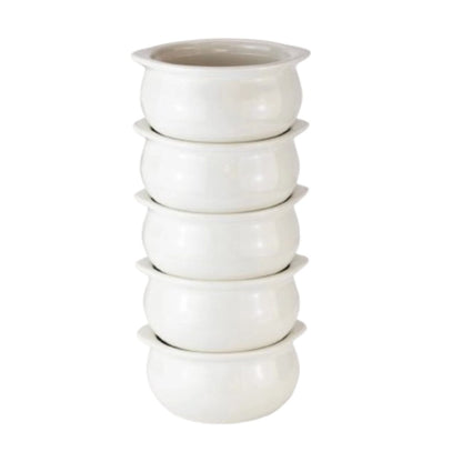 Home Collection Set of 4 French Onion Soup Crocks 12 oz White