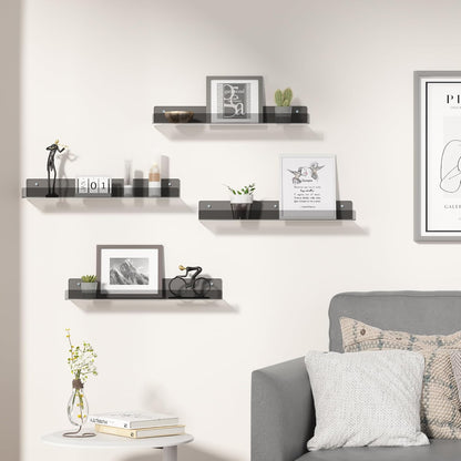 Home Collection Pack of 4 Acrylic Floating Wall Shelves for Display and Organization 15 Inch