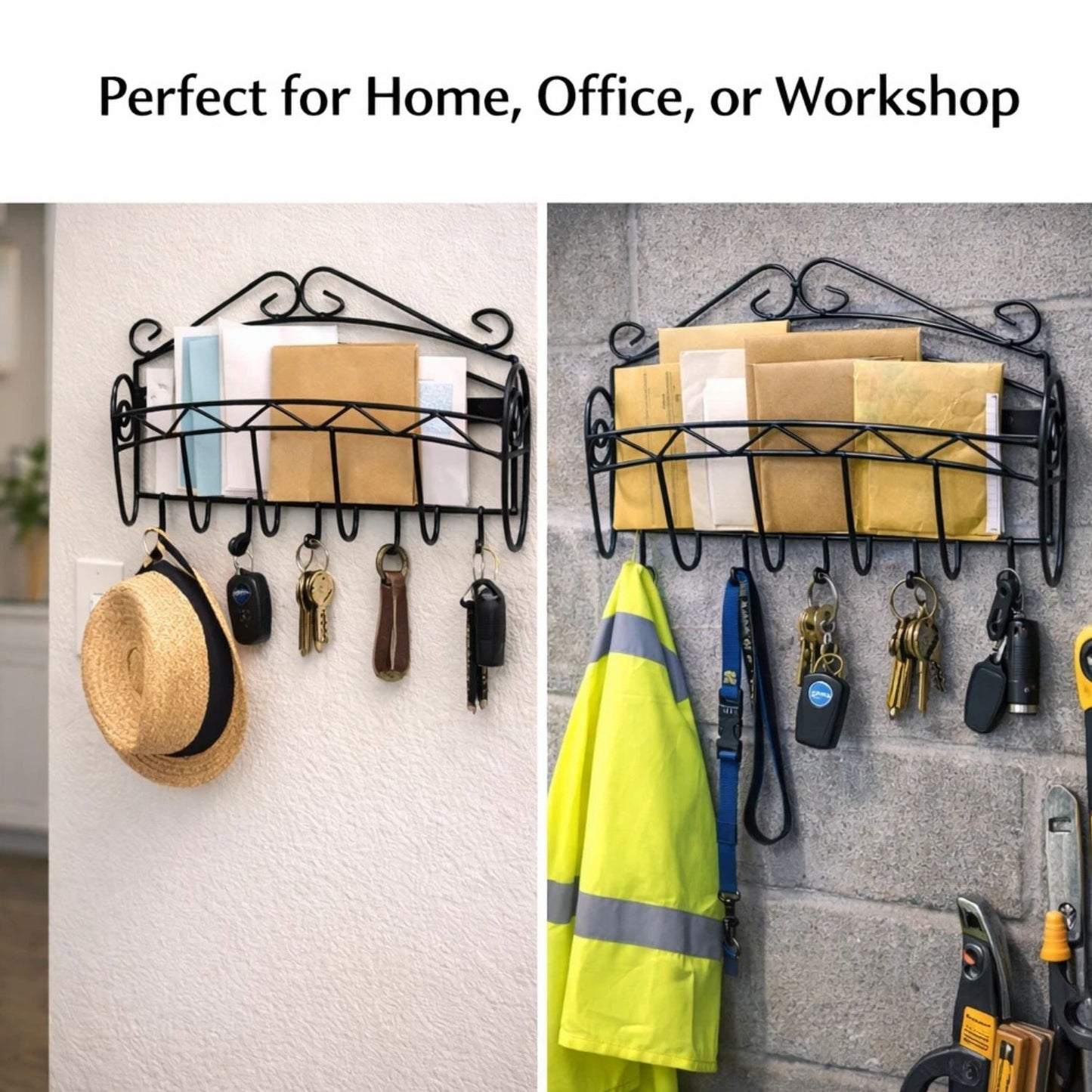Home Collection Black Wrought Iron Wall Key Rack