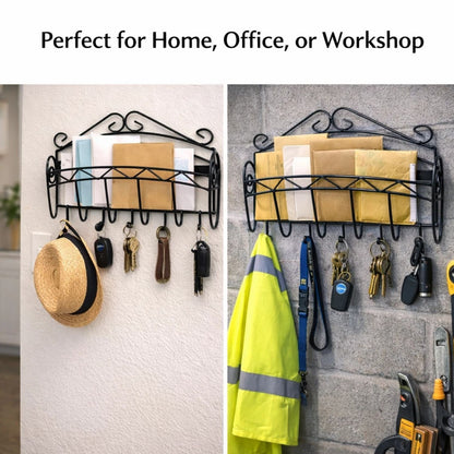 Home Collection Black Wrought Iron Wall Key Rack
