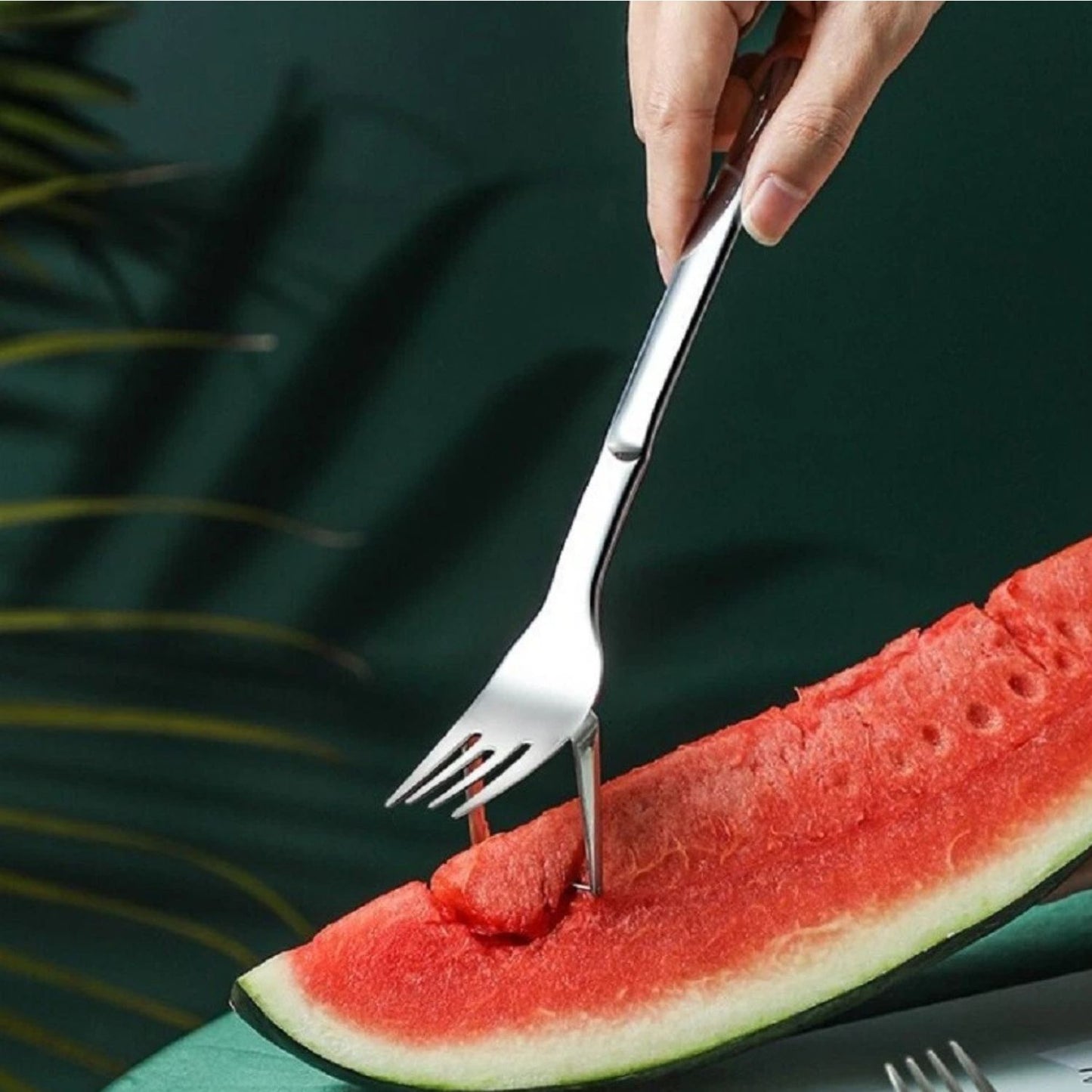 Home Collection 2in1 Stainless Steel  Watermelon Slicer and Carving Fork Tool