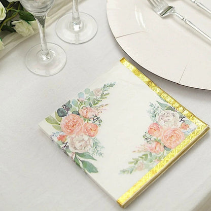 Home Collection 20-Pack White & Gold Paper Napkins 13"x13"