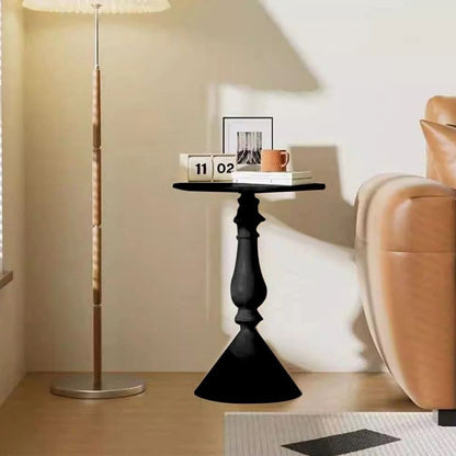 Home Collection Metal Small End Table Vintage Matte Black Round Side Table