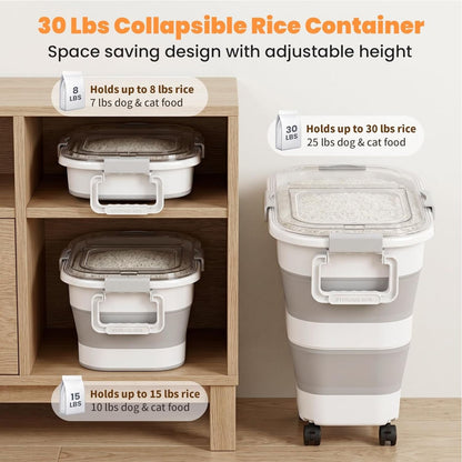 Home Collection Collapsible Airtight Rice Storage Container with Wheels