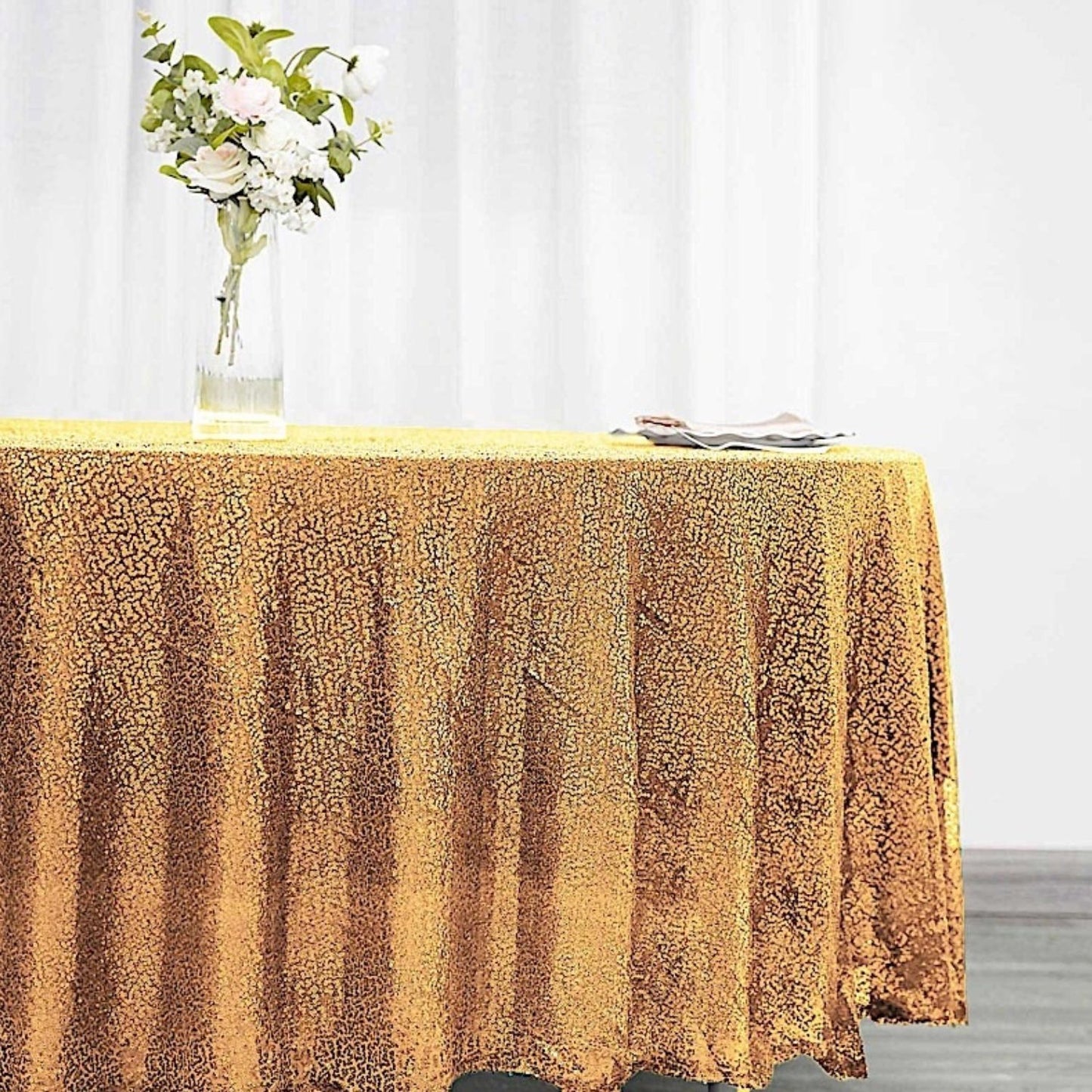 Home Collection Round Sequined Tablecloth 108 Inch