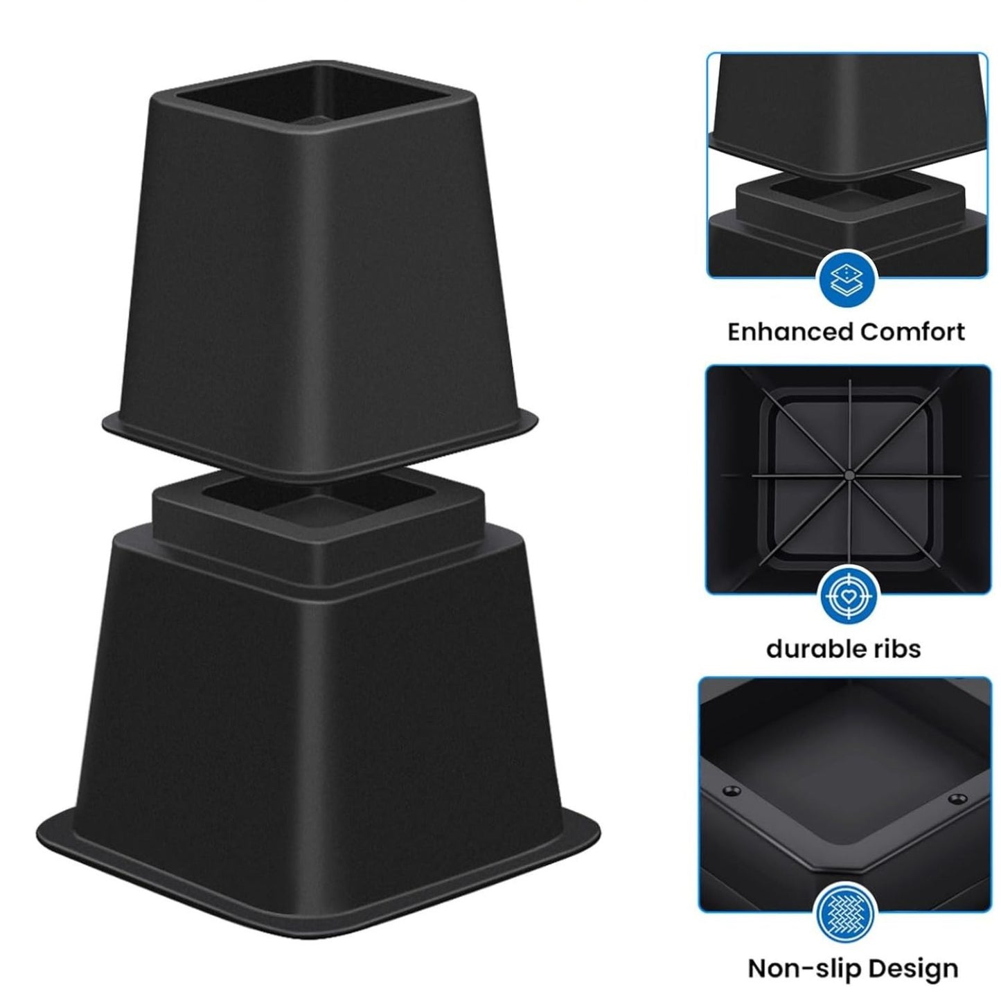 Home Collection 6Pcs Heavy Duty Adjustable Bed Risers 8"
