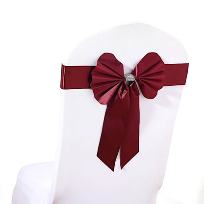 Home Collection 5Pcs Reversible Satin Faux Leather Bow Tie Chair Sashes with Buckles