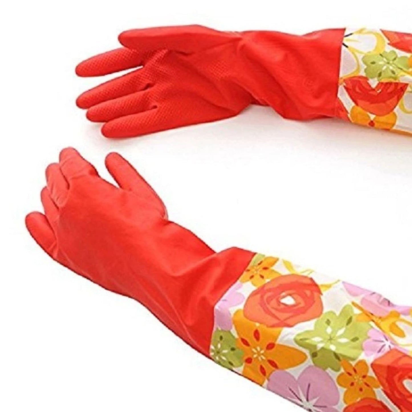 Home Collection Pair of 12 Flock Lined Latex Dishwashing Gloves