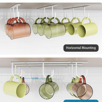 Home Collection Pack of 3 Under Cabinet Mug Holders with 9 Hooks for Cups and Utensils